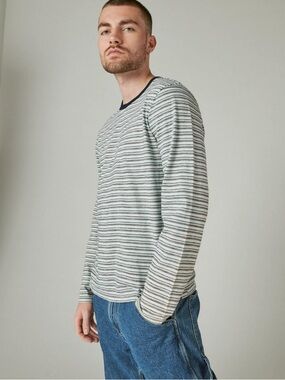 Lucky Brand Long Sleeve Indigo Multi Crew